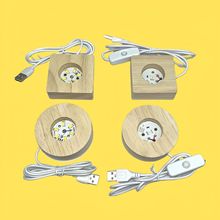 实木发光LED灯座充电款木质亚克力usb酒瓶diy小夜灯底座厂家现货