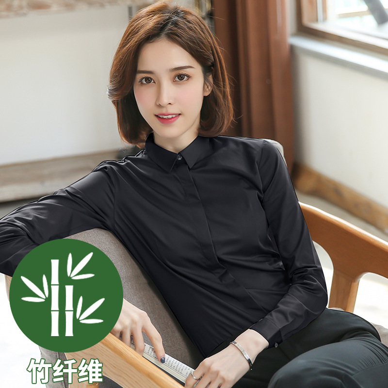 Shufan 竹繊維白シャツ女性の長袖秋と冬のスクエアカラープロフェッショナルフォーマル作業服作業服女性の白シャツ|undefined