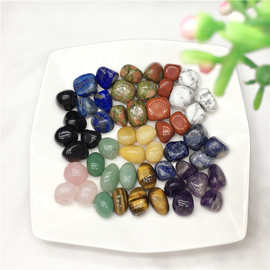 天然紫水晶红碧玉青金石虎眼石水晶滚石18-25mm七彩水晶碎石批发
