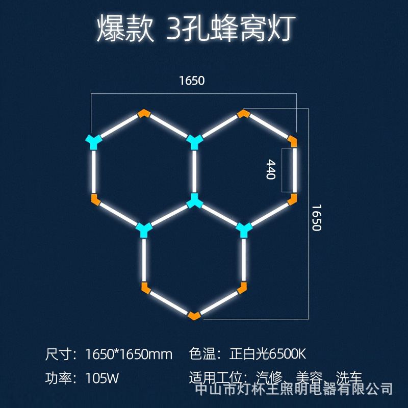 3구 벌집등 1650*1650mm-105W (선반, 외부 프레임 제외)