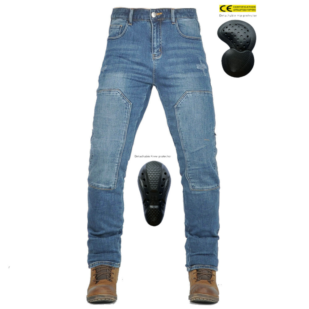 VOLERO jeans de motocicleta para hombres y mujeres herramientas de ocio elásticas locomotora retro motocicleta de carretera pantalones anti-caída