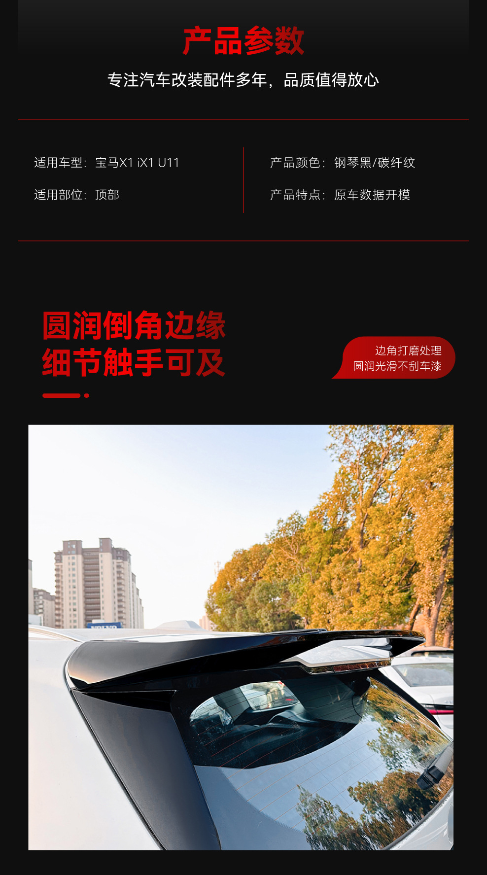 Suitable for 2023+ Bmw X1 Ix1 U11 Mp Model Top Wing, Large Rear Wing, Fixed Wind Wing, Spoiler Modification Parts