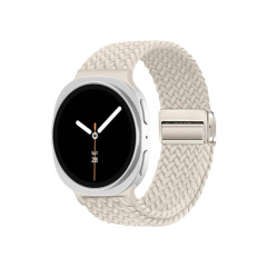 适用于三星GalaxyWatch8尼龙编织回环金属四点磁吸扣透气运动表带