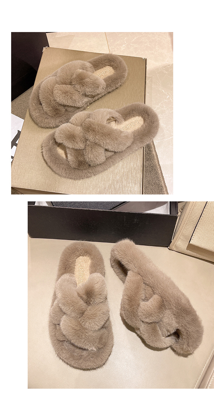 Una grande generazione di capelli, intrecci di pasta fritta, pantofole di peluche comode con suola spessa interna, pantofole di peluche in cotone_voghion.com