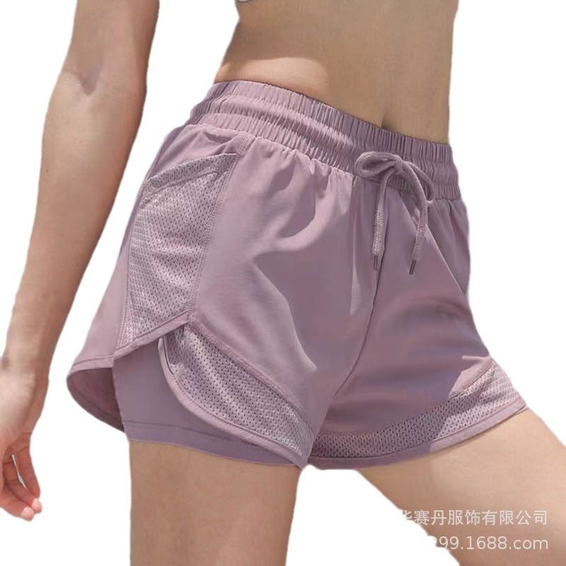 Pantalones cortos deportivos de verano para mujeres sueltos ociosos anti-caminar velocidad de luz secos cintura alta correr fitness yoga delgada vestimenta transpirable