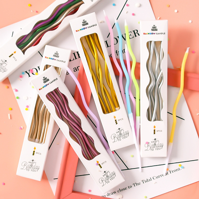 New Curve Birthday Candle Cake Decoration Plug-In Ornaments Birthday Party Baking Colorful Light Spiral Candle New Curve Birthday Candle Cake Decoration Plug-In Ornaments Birthday Party Baking Colorful Light Spiral Candle