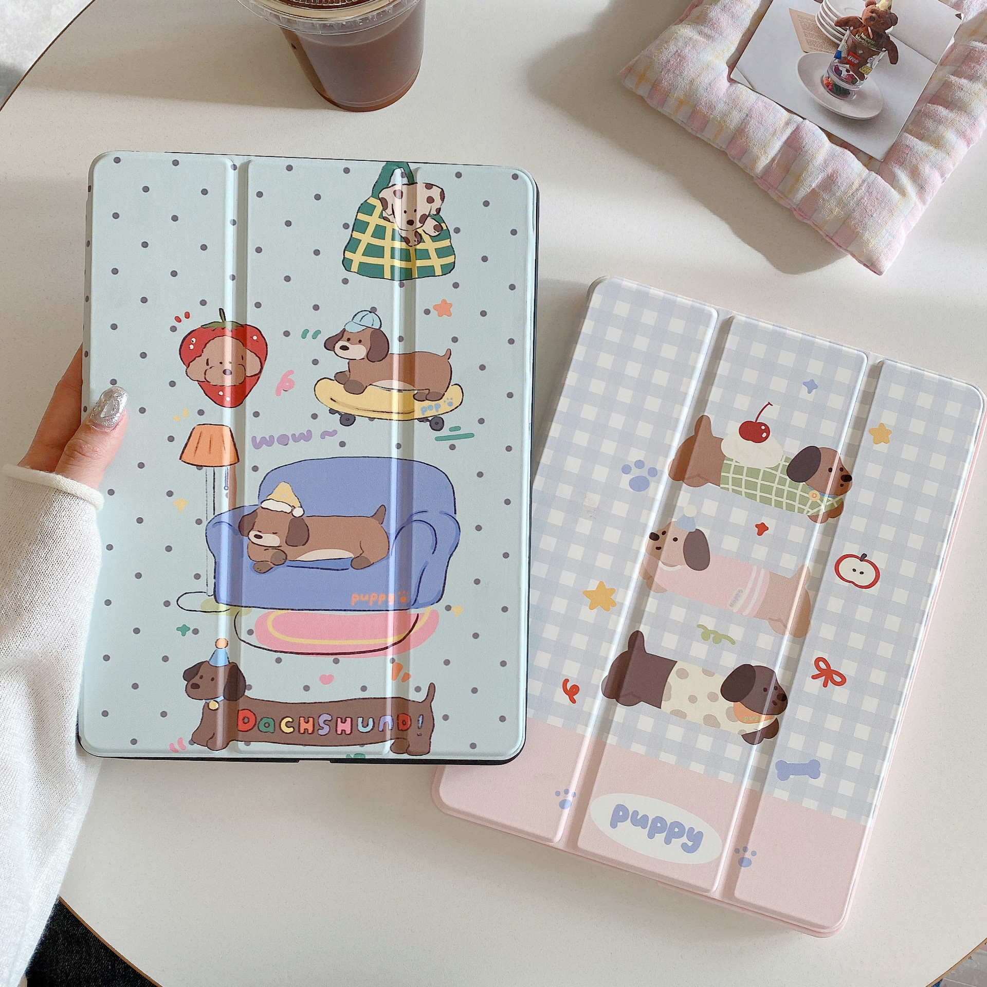 Suitable for Apple Protective Case Huawei Protective Leather Case Tablet Cute Puppy Cartoon Drop-resistant Protective Case iPad Case