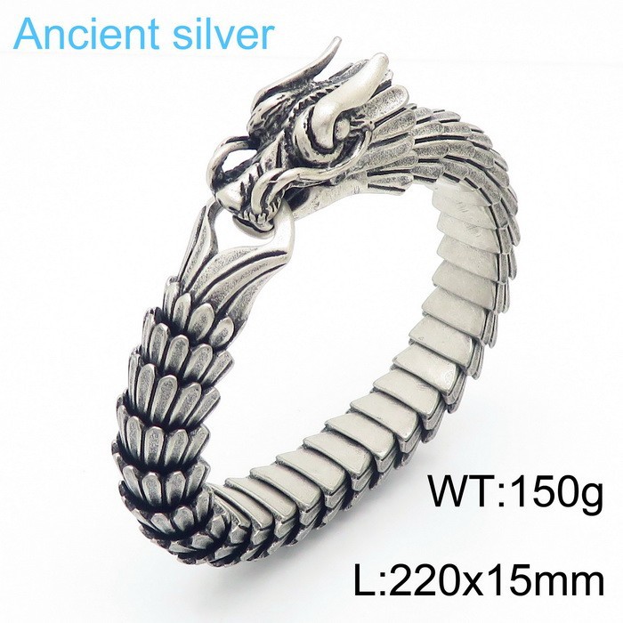 Doce Zodiaco dragón pulsera dragón escala patrón domineering hombres pulsera vintage Acero inoxidable quilla pulsera ventas directas de fábrica