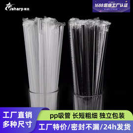 一次性吸管独立包装食用级PP透明塑料黑色吸管珍珠奶茶粗吸管23cm