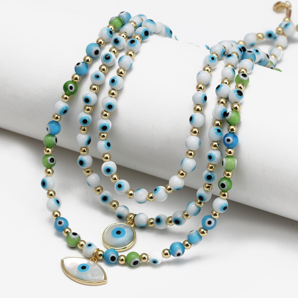 Simple Style Devilu0027S Eye Copper Beaded Necklace 1 Piece