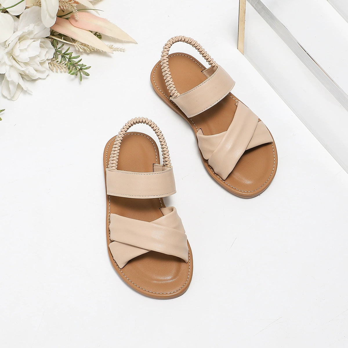 Трансграничные сандалии для девочек 2024 новый летний досуг повседневный простой и удобный бант на открытом воздухе пляжная обувь внешняя торговля