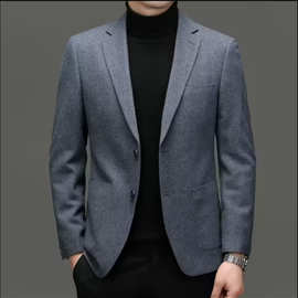 法国高级西装外套男商务修身含羊绒呢西服秋冬细腻质感单西