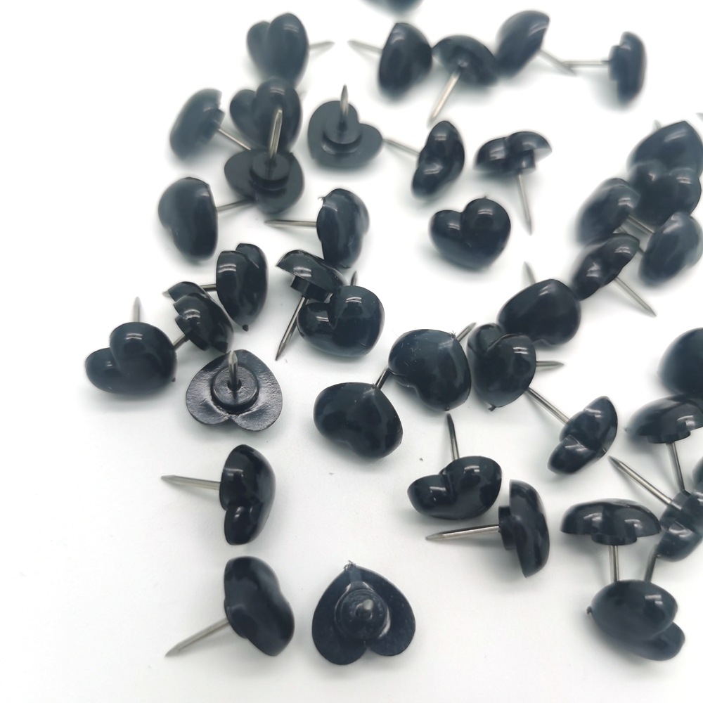 150g Weight Class Occasion Plastic Material Solid Color Pattern Fashion Style Fashion Solid Color Black Heart Shape Plastic Flat Head Nail Pushpin 3