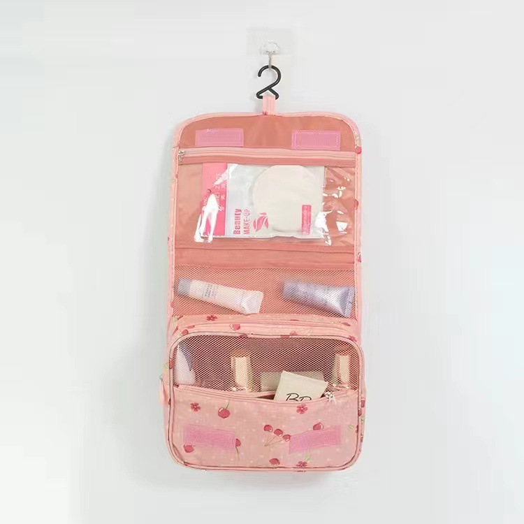 Nueva bolsa de cosméticos de viaje floral bolsa de lavado gancho colgando bolsa de almacenamiento de gran capacidad plegable bolsa de organización portátil