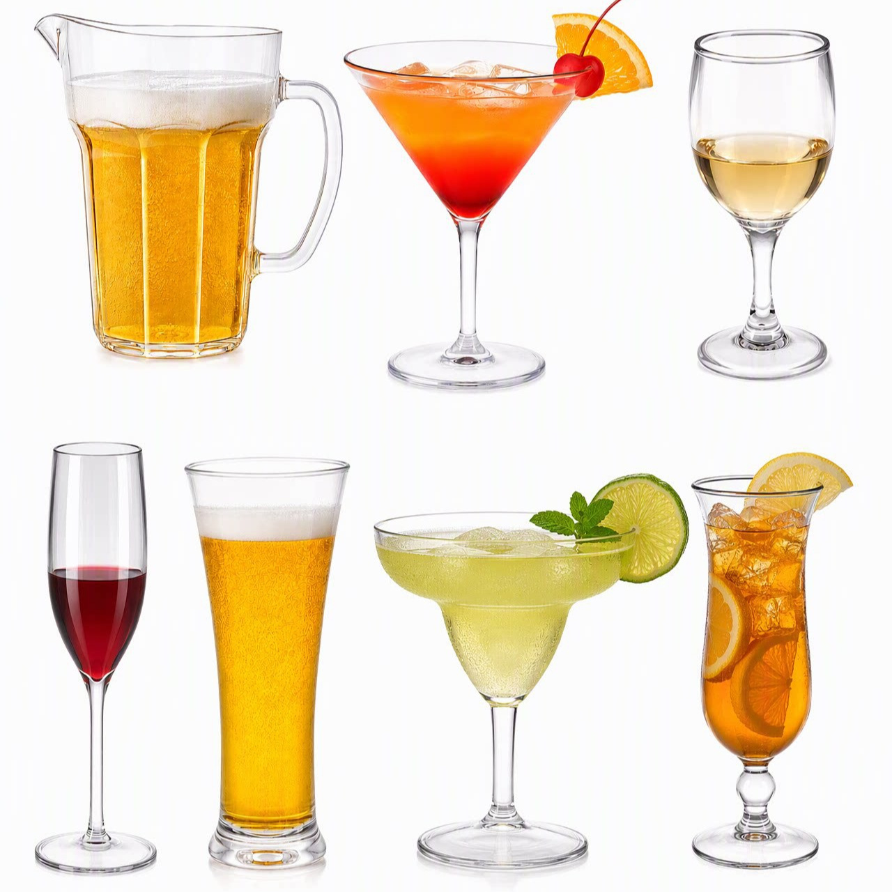 Jinde Manufacturer Pc Thickened Shatter-Resistant Transparent Wine Glass for Liquor, Juice, Cocktail, Beer, Plastic Water Cup, Transparent Wholesale