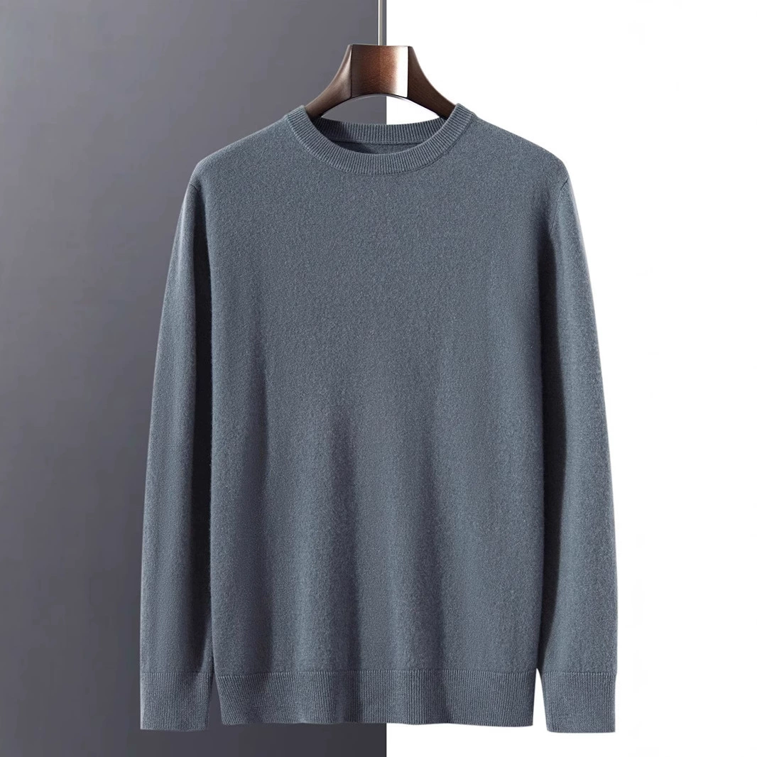 Осенний и зимний новый 100% кашемир бизнес повседневная одежда с круглым вырезом свитер мужской теплый вязаный нижний свитер