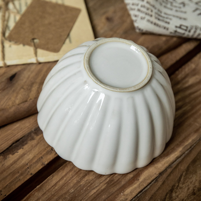 Aoxue super hermoso cuenco de encaje cuenco de 4,5 pulgadas cuenco de arroz de cerámica en relieve horno retro se convierte en cuenco pequeño cuenco de congee de alto valor