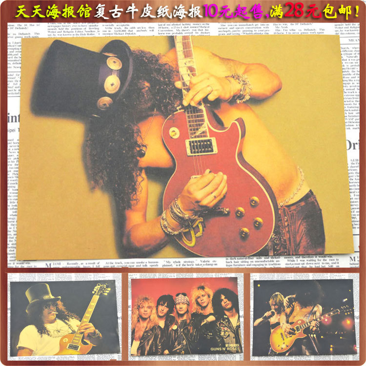 Guns N Roses Guns and Roses Rock Retro Kraft Paper Poster Bar Bedroom Decorative Painting Core
