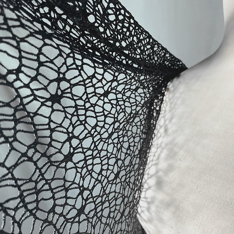 缠网不规则缠绕肌理镂空透视蕾丝网布网纱布料服装设计师面料
