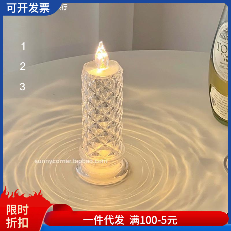 Rose light and shadow simulation led electronic candle light atmosphere light ins bedroom bedside romantic decorative light night light
