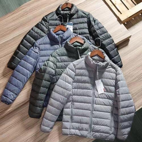 Winter lightweight down cotton jacket men's short large size casual stand-up collar warm top dad men's cotton coat jacket