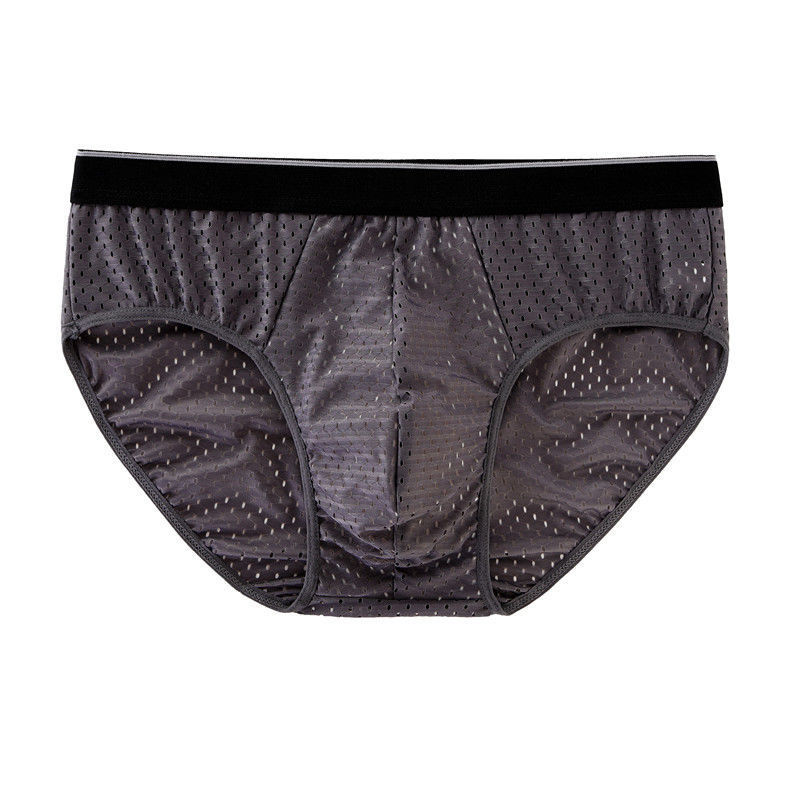 Summer Thin Mesh Ice Silk Breathable Men's Underwear Pure Cotton Inner Double Layer Enlarge Mesh Hollow Youth Underwear