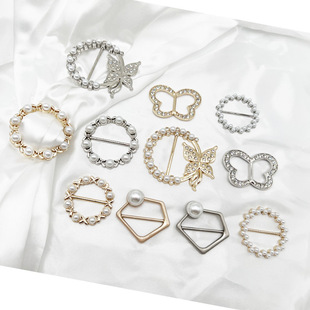 High Quality Korean Style Multi-function Buckle Belt Buckle Clothes Buckle Buckle Pearl Rhinestone Decoration Accessories Clothes Corner Knot Buckle