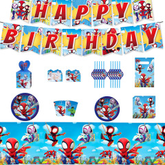 リトルスパイダーマン誕生日パーティー用品使い捨て食器紙皿紙コップティッシュボーイ装飾立体