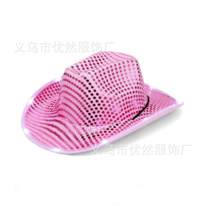 Pink cowboy hat with light