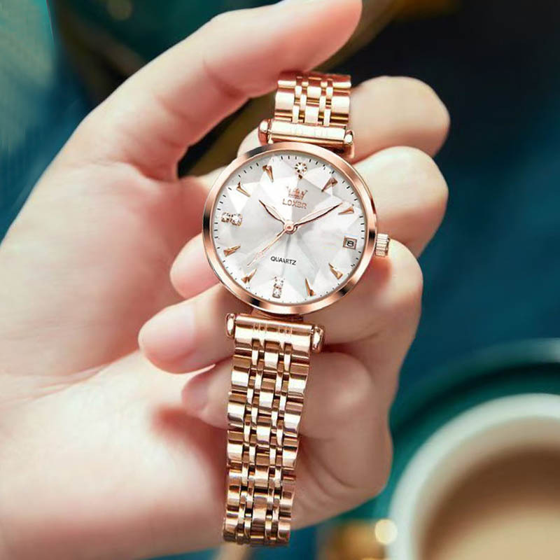 Watch Women's High-End Waterproof Women's Quartz Watch Watch Fashion Simple Light Luxury Small Green Watch Non-Automatic Non-Mechanical