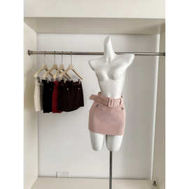 2025新款粉色灯芯绒半身裙套装女冬字包臀裙圣诞穿搭新年战袍短裙