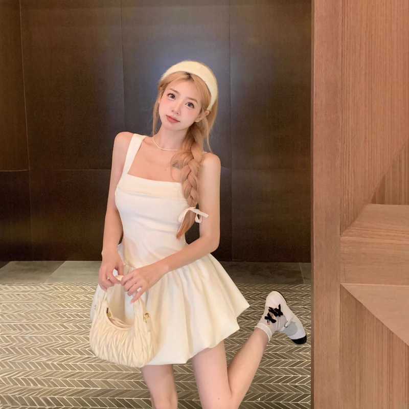 Hot Girl Ballet Style Waist-Cinching Puffy Suspender Dress Women's Summer French Flower Bud Skirt Birthday Dress Elegant Skirt Hot Girl Ballet Style Waist-Cinching Puffy Suspender Dress Women's Summer French Flower Bud Skirt Birthday Dress Elegant Skirt