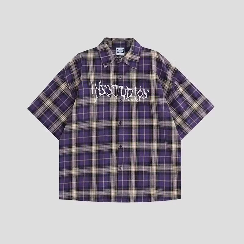 Original Trendy American Retro Personality Plaid Short-Sleeve Shirt for Men and Women, Summer High-End Stylish Casual Shirt