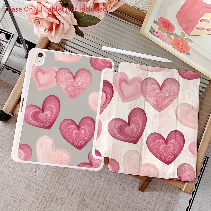 Pink Heart-Shaped Pattern 70% off Protective Case Suitable for iPad 7Th/8Th Gen Tablet Case 10.2Inch Mirror Finish