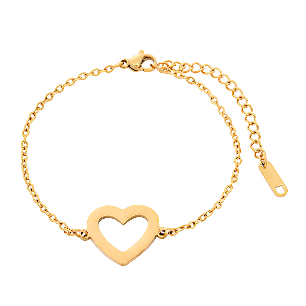 7g Weight 304 Stainless Steel Pendant Material Bracelets Classification 304 Stainless Steel Chain Material 1 Piece Quantity Lady Heart Shape 304 Stainless Steel Bracelets In Bulk