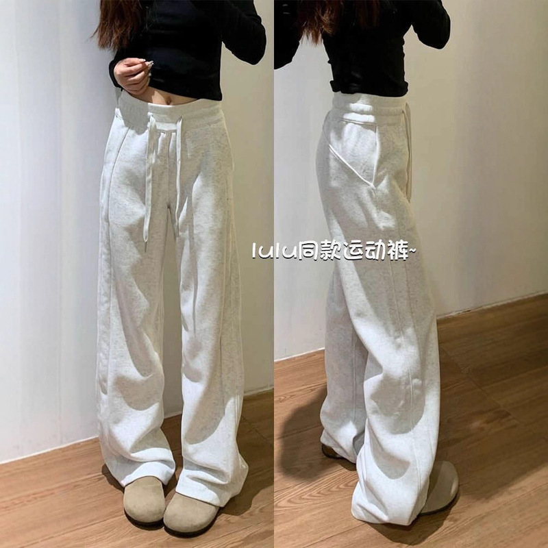 Narrow-Cut Banana Pants for Women, 2026 New Spring and Autumn Style, Petite American-Style Sports Sweatpants, Thin Gray Wide-Leg Pants Narrow-Cut Banana Pants for Women, 2026 New Spring and Autumn Style, Petite American-Style Sports Sweatpants, Thin Gray Wide-Leg Pants