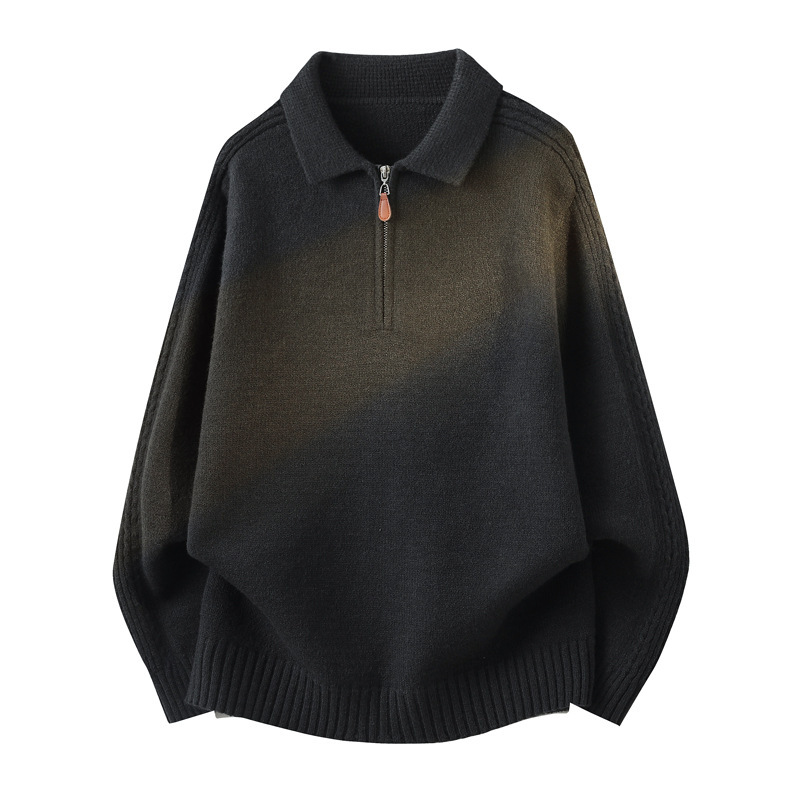 Explosiones transfronterizas de tamaño grande europeo polo camiseta con solapa camiseta de punto suéter hombre medio cremallera vieja fábrica de moda de dinero al por mayor