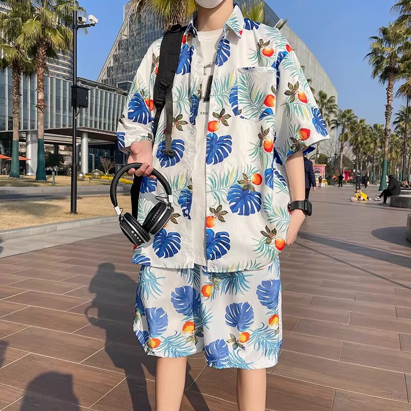Sanya Travel Casual Men's Beach Shorts Ice Silk Quick-Dry Floral Shorts Seaside Floral Shirt Hawaiian Cheap Set Sanya Travel Casual Men's Beach Shorts Ice Silk Quick-Dry Floral Shorts Seaside Floral Shirt Hawaiian Cheap Set