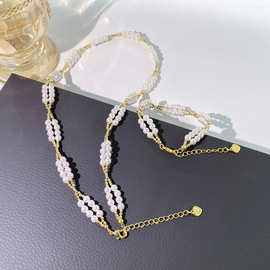 复古感气质施家珍珠编制项链手链高级感设计套装小众饰品