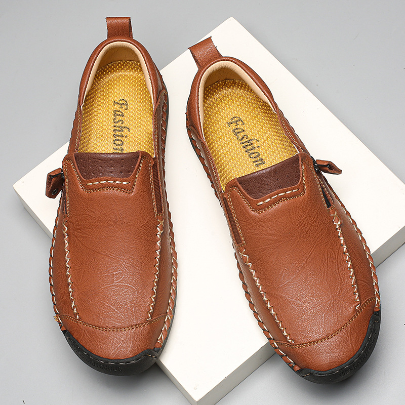 Herren Business Freizeitschuhe Aus Leder Handgenähte Slipper_voghion.com