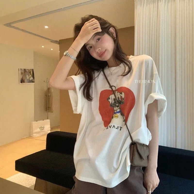In Stock with Free Shipping! Limited-Time Discount. New Summer Style Youthful Apple Puppy Cartoon Print Loose Short-Sleeve T-Shirt for Women In Stock with Free Shipping! Limited-Time Discount. New Summer Style Youthful Apple Puppy Cartoon Print Loose Short-Sleeve T-Shirt for Women