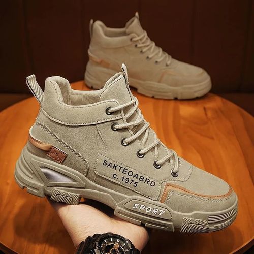 2024 Spring New Anti-slip Labor Insurance Casual Men's Shoes High-top Shoes Breathable Work Shoes Sports Wear-Resistant Martin Boots for Men