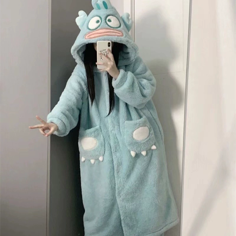 Коралловый комбинезон, зимняя тёплая пижама, бархатный халат
