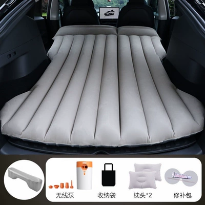 Artifact, Vehicle-mounted inflatable bed - two-way-trunkrear-seat-use-gray-long-booster-compatible-with-tesla-model-y-includes-wireless-dry-battery-air-pump
