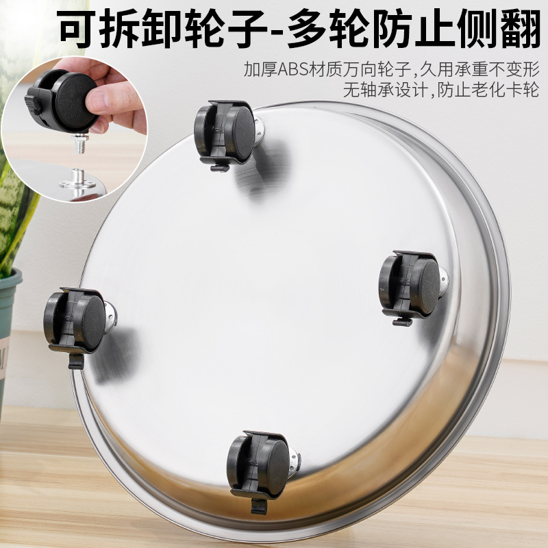 bandeja de maceta móvil de acero inoxidable gruesa base de rueda universal rack de rueda circular soporte móvil multifuncional