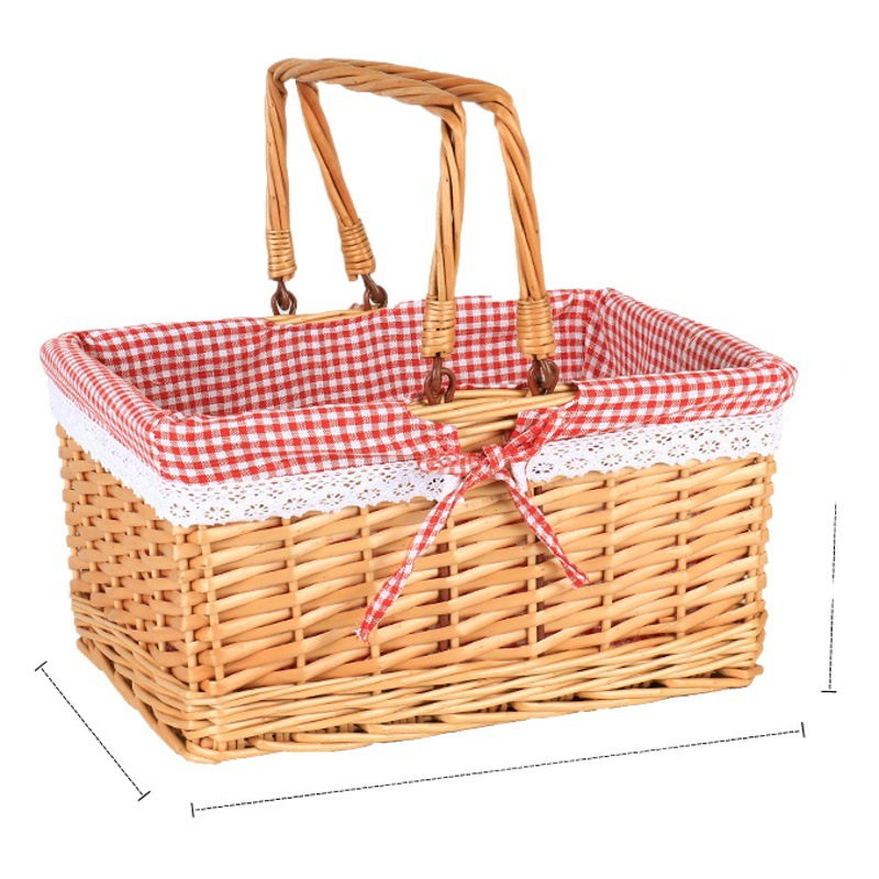Cesta de picnic de mimbre tejida ins cesta de mano cesta de almacenamiento de ratán cesta de frutas de regalo cesta de almacenamiento de compras tejida