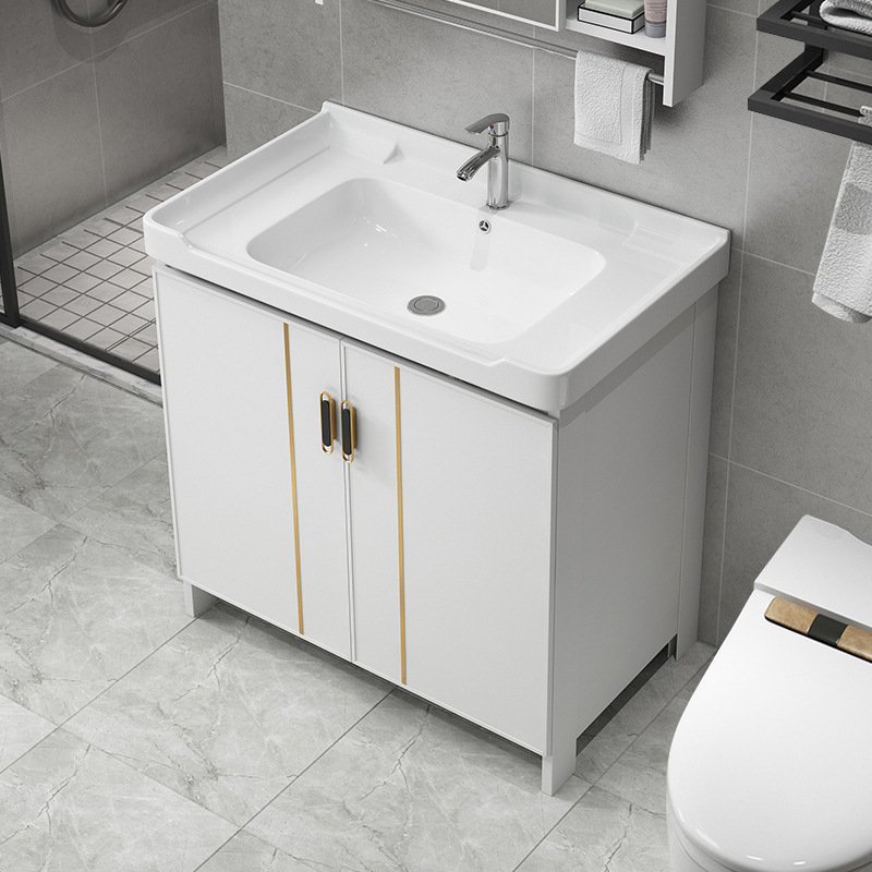 Simple piso lavabo moderno simple baño gabinete combinación tabla de lavado lavabo integrado cuenca