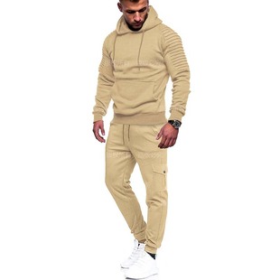 Men's Outdoor Casual Striped Pleated Solid Color Pullover Sweatshirt