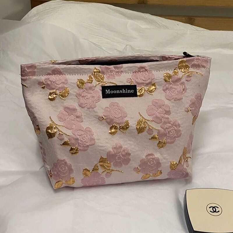 Cosmetic Bag Large Capacity Portable Fresh Small Floral Ins Cosmetics Bag Wash Bag Elegant Jacquard Cosmetics Bag