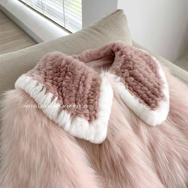 粉色毛毛外套女短冬装新款加厚保暖毛茸茸仿狐狸毛皮草上衣